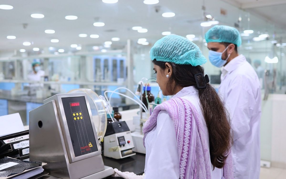 Quality control team testing products in the laboratory